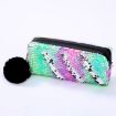 Reversible Sequin Pencil Case - Large School & Makeup Bag (Mixed/Silver) - 2