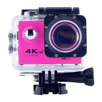 Pink 4K Waterproof Action Camera - WiFi, Helmet & Bicycle Mount, 1080P - 1