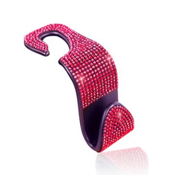 Red Diamond Car Rear Seat Hooks - 3 PCS Multi-Function, Diamond-Studded - 1