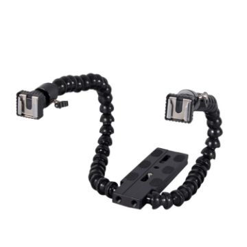 Dual Arm Hot Shoe Flash Bracket Mount Holder - Flexible Design - 1