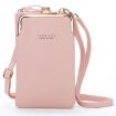 Ladies Pink Mobile Phone Shoulder Bag - H2107 Pebbled Zipper Wallet - 1