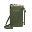 Ladies Green Mobile Phone Bag - H2107 Shoulder Messenger Pebbled Wallet - 1