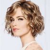 Ladies Short Curly Wig with Oblique Bangs - Fluffy Hair Headgear - 2