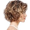 Ladies Short Curly Wig with Oblique Bangs - Fluffy Hair Headgear - 3
