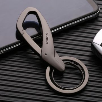 JOBON ZB-197 Black Car Waist Hanging Keychain Double Ring Metal Keychain - 1