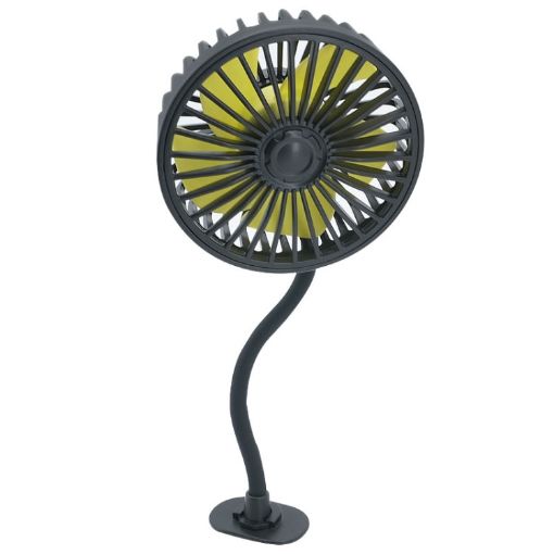 F408 Black Car Silicone Hose USB Fan - Multi-Angle Adjustable - 1