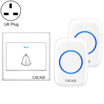 CACAZI H10 Wireless Music Doorbell, No Battery, UK Plug, White - 1
