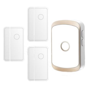 CACAZI M20 Wireless Doorbell Alarm, EU Plug, Gold, 1 for 3 Sensor - 1
