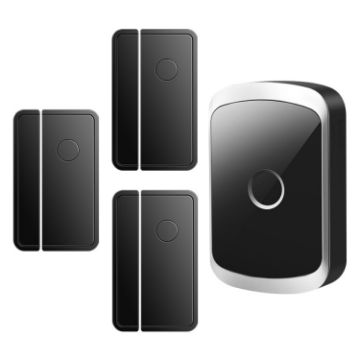 CACAZI M20 Wireless Doorbell Alarm, UK Plug, 1 For 3 Door Sensor, Black - 1
