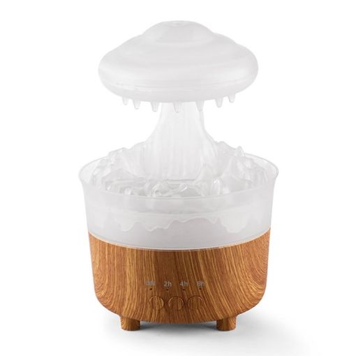 V50 Desktop Night Light Humidifier Wood Grain Aroma Diffuser US Plug White - 1
