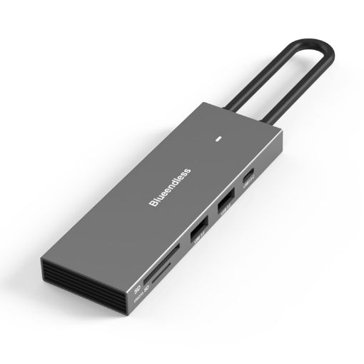 Blueendless 7-in-1 Type-C Docking Station USB3.0 Splitter, 4K60Hz, Gray - 1
