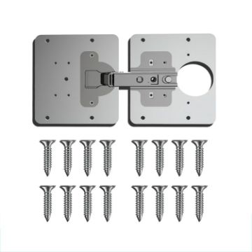Stainless Steel Hinge Repair Kit: 2 Plates, Hinge & 16 Screws, 2 Sets - 1