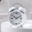 White 3304T Bedroom Bedside Alarm Clock with Night Light & Bell Metal - 1