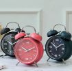 White 3304T Bedroom Bedside Alarm Clock with Night Light & Bell Metal - 6