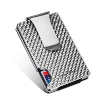 Metal Carbon Fiber Wallet RFID Anti-Theft Card Holder - Silver - 1