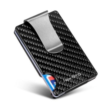 Metal Carbon Fiber Wallet RFID Anti-Theft Ultra-Thin Card Holder (Black) - 1