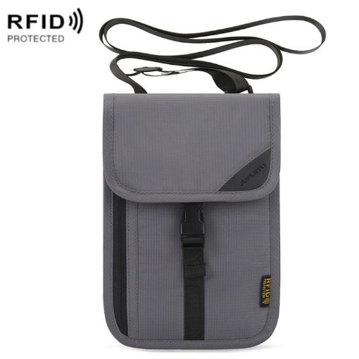 RFID Travel Passport Bag - Multi-Function Document Holder (Gray) - 1