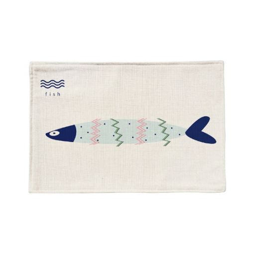 Cotton Linen Double Layer Anti-slip Geometric Placemat Potholder (Fish) - 1
