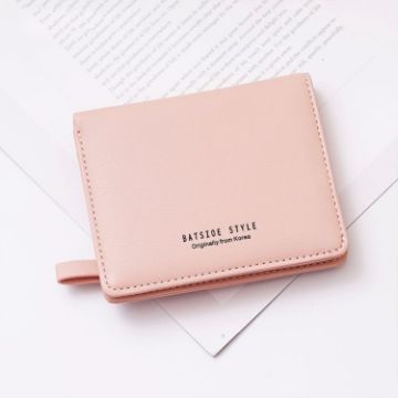 BATSIOE Pink Ladies Wallet - Compact Two-Fold Student Coin Purse - 1
