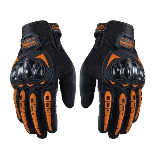 Riding Tribe MCS-17 Motorcycle Gloves, Touch Screen, Size L, Orange - 1