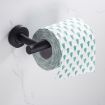 Black Grooved 304 Stainless Steel Bathroom Shelf with Towel Holder - 1