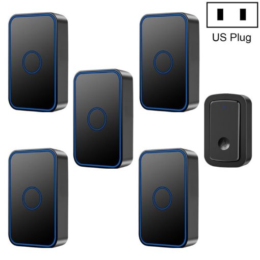 CACAZI A19 Wireless Music Doorbell, 1 Receiver, US Plug, Black, No Battery - 1