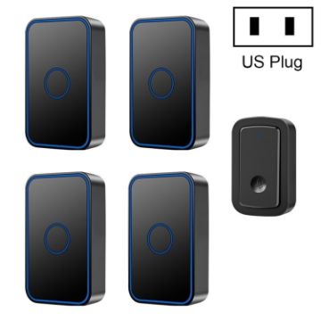 CACAZI A19 Wireless Music Doorbell, 1 for 4, No Battery, US Plug, Black - 1