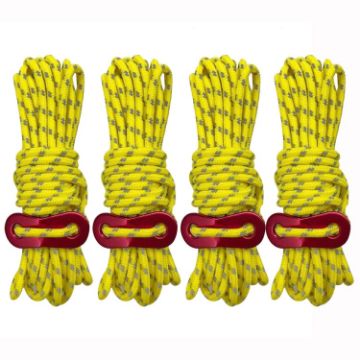 4m x 4 Rolls Luminous Tent Wind Rope with Figure 8 Buckle - Yellow - 1