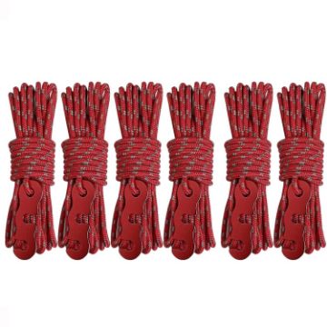 Luminous Tent Wind Rope with S Buckle - 4m x 6 Rolls, Red - 1