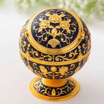 Treasure Rose Metal Globe Ashtray with Lid - Holiday Gift Decor - 1