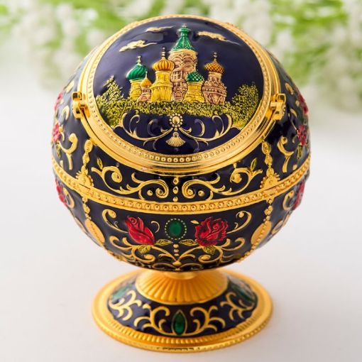 Metal Globe Ashtray With Lid - Holiday Gift Tea Table Decoration - 1