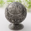 Retro Metal Spherical Ashtray with Lid - Tin Color Castle Decor - 1