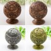 Retro Metal Spherical Ashtray with Lid - Red Copper Rose Decor - 2