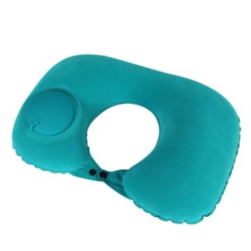 Inflatable U-Shaped Neck Pillow - Peacock Green, Travel Comfort - 1