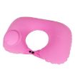 Inflatable U-Shaped Neck Pillow - Flocked Rose Red Travel Cushion - 1