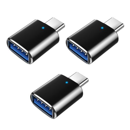 USB 3.0 Female to USB-C Male OTG Adapter 3-Pack with Indicator Light - 1