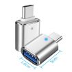 USB 3.0 Female to USB-C Male OTG Adapter 3-Pack with Light (Gold) - 3