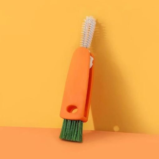 3 in 1 Cup & Pacifier Cleaning Brush Set - 4 PCS (Orange) - 1