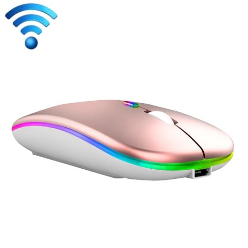 C7002 2400DPI Wireless Mouse, 4 Keys, Colorful Luminous, Rose Gold - 1