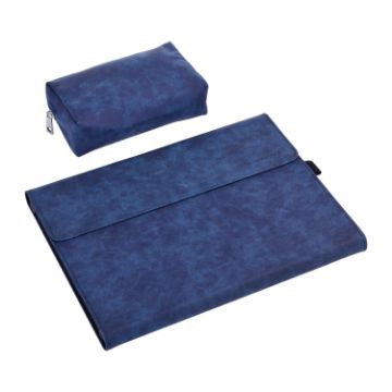 13" Leather Tablet Case for Microsoft Surface Pro X, Dark Blue + Power Bag - 1