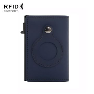 Men's Anti-Theft Cowhide Wallet with Airtag Holder - Blue Card Holder - 1