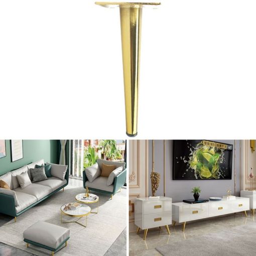 Cone Round Tube Furniture Support Legs - Straight Cone 10cm (Titanium) - 1