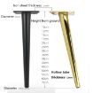 Cone Round Tube Furniture Support Legs - Oblique Cone 12cm (Black Gold) - 4
