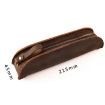 Vintage Handmade Genuine Leather Zipper Pencil Case - Blue W-T18 - 3