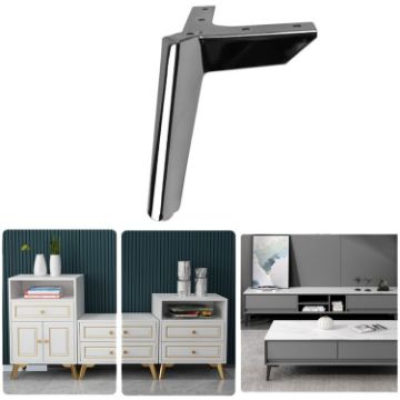 Metal Furniture Support Legs LH-FJ0039, 12cm Height, Gun Black Finish - 1