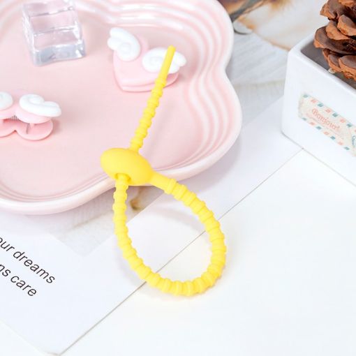 Silicone Data Cable Storage Straps - 20 PCS Yellow Cable Organizer - 1