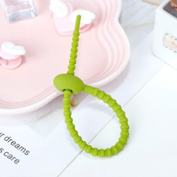 Silicone Data Cable Storage Straps - 20 PCS Cable Organizer (Green) - 1
