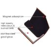 Men's Black Leather Stainless Steel Business Card Clamp - 3