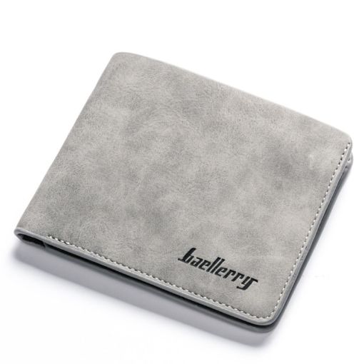 Baellerry BLR1152 Men's Vintage Frosted Two Fold Wallet - Gray Horizontal - 1