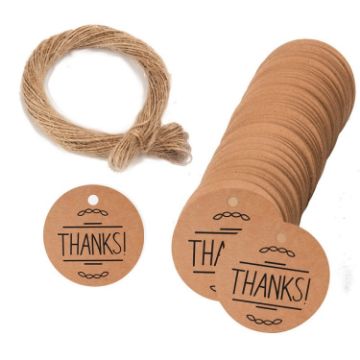100pcs Kraft Paper Gift Tags with 20m Hemp Rope (L-11) - 1